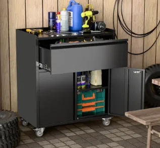 Gabinete Metálico bajo 2 puertas 1 cajón con ruedas - Línea Black GL-003 - Recilock